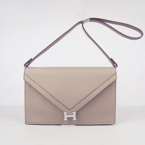 Hermes Message Bag Grey With Silver Hardware